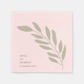 Serviette En Papier Noms des Feuilles verts Sage simple Mariage de dat (Devant)