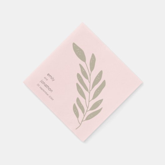 Serviette En Papier Noms des Feuilles verts Sage simple Mariage de dat (Coin)