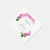 Serviette En Papier Noms des fleurs d'Hydrangea rose et date du Mariag (Coin)