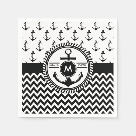 Serviette En Papier Noms des mariées et des champignon Mariages nautiq (Devant)