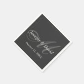 Serviette En Papier Noms des mariées Mariages de Monogramme gris clair (Coin)