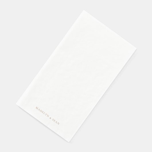 Serviette En Papier Noms d'or Mariage blanc simple et élégant (Coin)