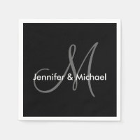 Noms du monogramme mariage noir blanc gris