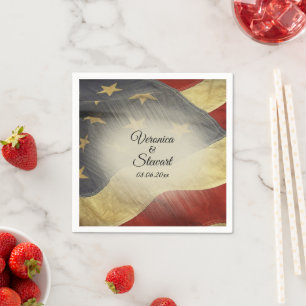 Serviette En Papier Noms et date du drapeau américain en détresse