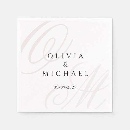 Serviette En Papier Noms et date personnalisés Mariages intemporels (Devant)