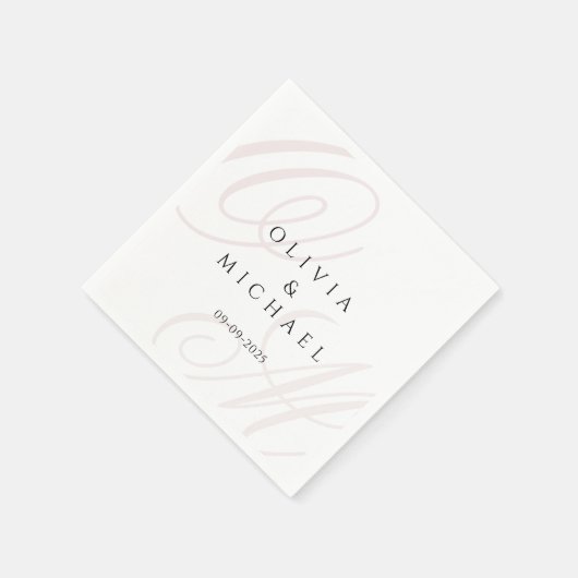 Serviette En Papier Noms et date personnalisés Mariages intemporels (Coin)