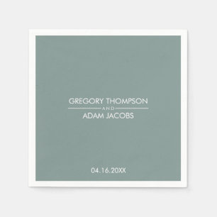 Serviette En Papier Noms et Mariages de date modernes de couples verts