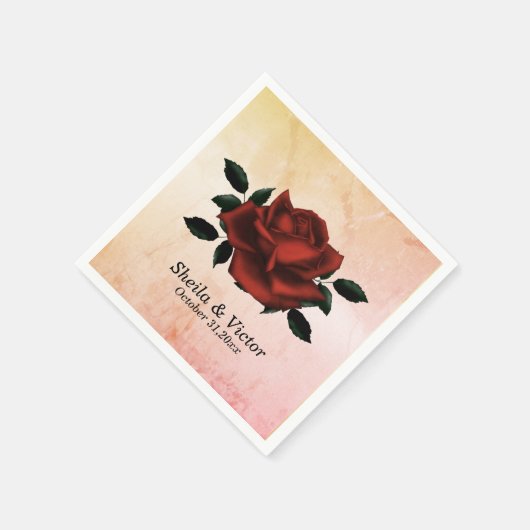 Serviette En Papier Noms gothiques Roses rouges Date Pêcher Mariage se (Coin)