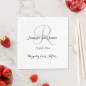 Serviette En Papier Noms initiaux Silver | Papier mariage (En situation)