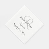 Serviette En Papier Noms initiaux Silver | Papier mariage (Coin)