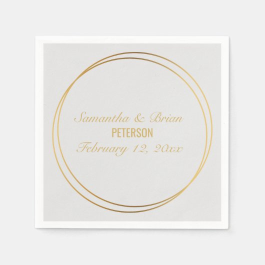 Serviette En Papier Noms mariages avec effet or (Devant)