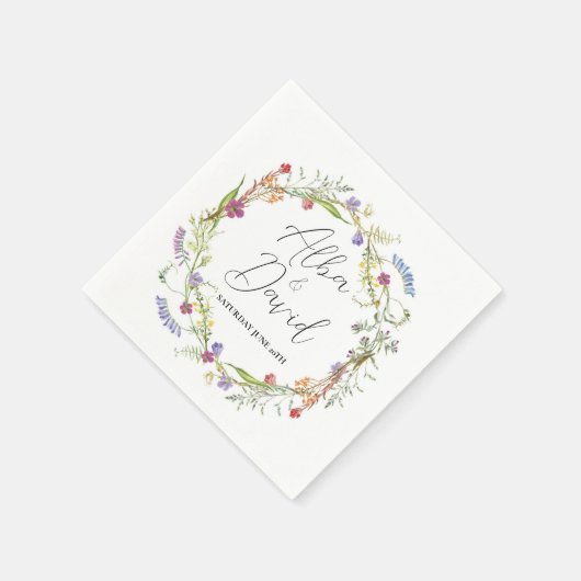 Serviette En Papier Noms Mariages de serviettes Fleur sauvage Floral (Coin)