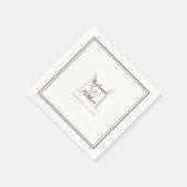 Serviette En Papier Noms Mariages modernes Date Monogram Purple Cockta (Coin)