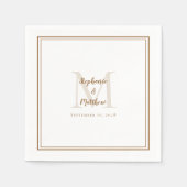 Serviette En Papier Noms Mariages modernes Date Monogramme Rustique Br (Devant)