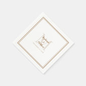 Serviette En Papier Noms Mariages modernes Date Monogramme Rustique Br (Coin)