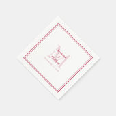 Serviette En Papier Noms Mariages modernes et date Monogramme Magenta  (Coin)