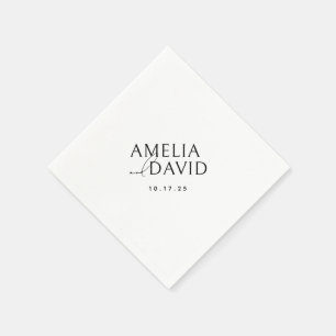 Serviette En Papier Noms minimalistes modernes des mariées et des cham