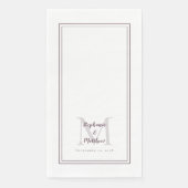 Serviette En Papier Noms Monogrammes Mariages Modernes Date Dîner Viol (Devant)