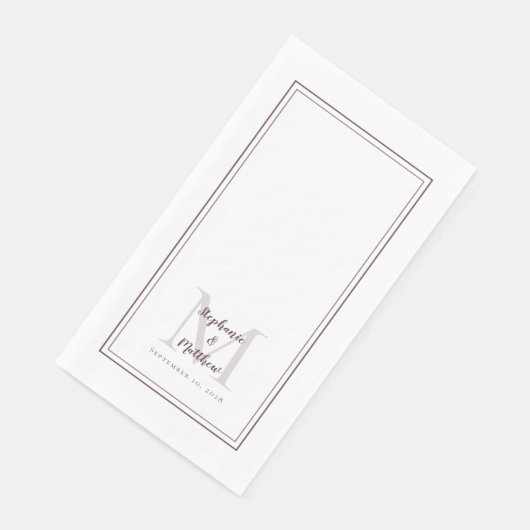 Serviette En Papier Noms Monogrammes Mariages Modernes Date Dîner Viol (Coin)