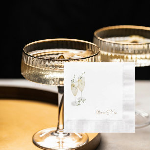 Serviette En Papier Noms personnalisés de mariage Champagne frappé