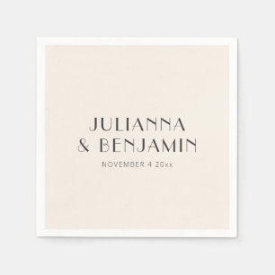 Serviette En Papier Noms personnalisés de mariage moderne Art Déco ivo