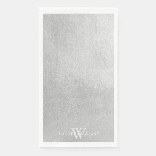 Serviette En Papier Noms personnalisés en argent métallique Invité (Devant)