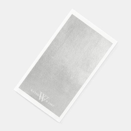 Serviette En Papier Noms personnalisés en argent métallique Invité (Coin)