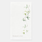 Serviette En Papier Noms personnalisés Foliage Blanc Mariage élégant (Devant)