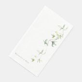 Serviette En Papier Noms personnalisés Foliage Blanc Mariage élégant (Coin)