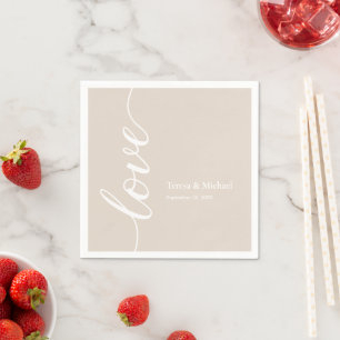 Serviette En Papier Noms personnalisés Love script Champagne