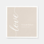 Serviette En Papier Noms personnalisés Love script Champagne (Devant)