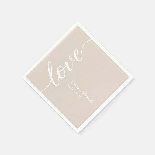 Serviette En Papier Noms personnalisés Love script Champagne (Coin)
