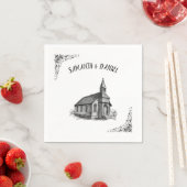 Serviette En Papier Noms personnalisés Rustic Church Mariage Napkins (En situation)