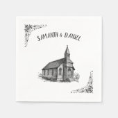 Serviette En Papier Noms personnalisés Rustic Church Mariage Napkins (Devant)