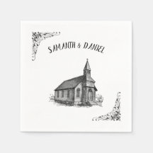 Noms personnalisés Rustic Church Mariage Napkins