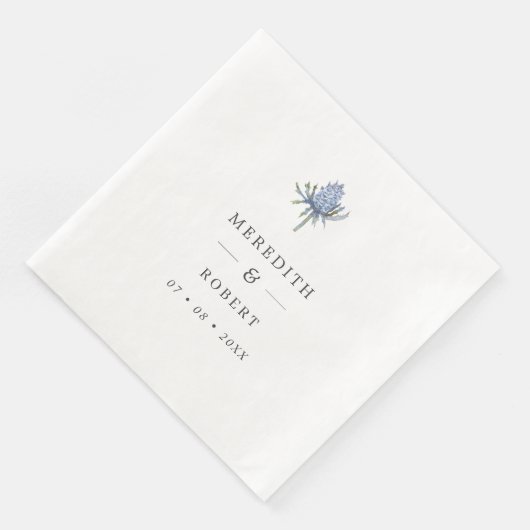 Serviette En Papier Noms simples du Mariage de chardon d'aquarelle ble (Coin)