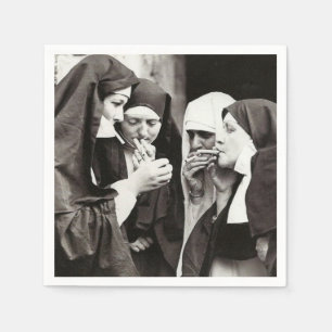 Serviette En Papier Nonnes fumant photo vintage