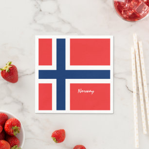 Serviette En Papier Norvégien Drapeau et Norvégien, fans de vacances