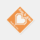 Serviette En Papier Nos cœurs 8 bits dans des serviettes orange (Coin)