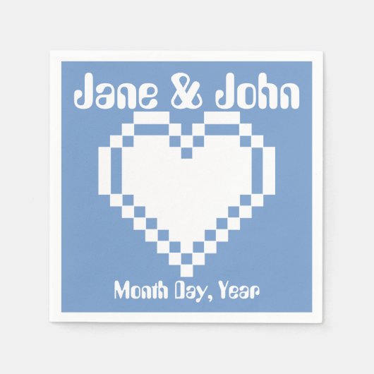 Serviette En Papier Nos Coeurs 8 bits dans les serviettes Periwinkle (Devant)