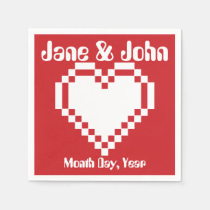 Serviette En Papier Nos Coeurs 8 bits en Serviettes Cerry
