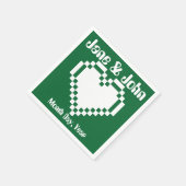 Serviette En Papier Nos Coeurs 8 bits en serviettes vertes (Coin)