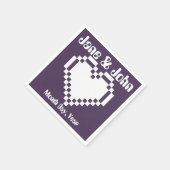 Serviette En Papier Nos Coeurs 8 bits en serviettes violettes (Coin)