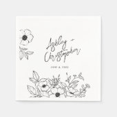 Serviette En Papier Nostalgale Botanique Blanc Mariage Cocktail (Devant)