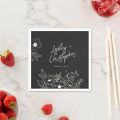 Serviette En Papier Nostalgale Floral Botanical Black Mariage Cocktail (En situation)