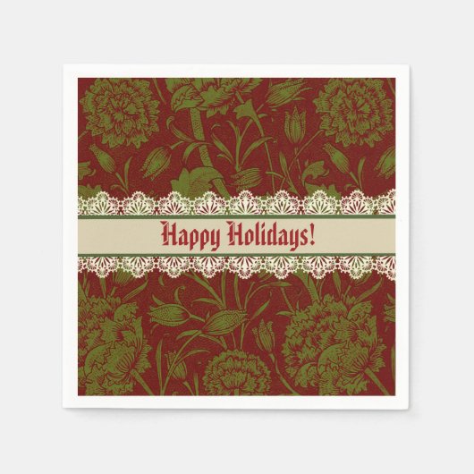 Serviette En Papier Nostalgic Classic William Morris Red Holiday (Devant)