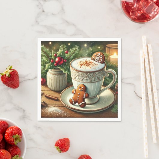 Serviette En Papier Nostalgic Holiday Hot Milk & Gingerbread Découpage (En situation)