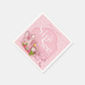 Serviette En Papier Nostalgique Thé rose Sip & Voir Baby Party Napki (Coin)