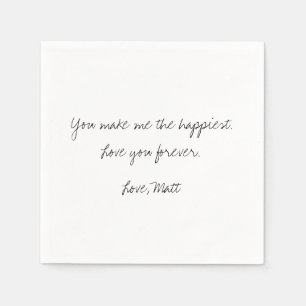 Serviette En Papier Note d'amour manuscrite   Mariage avec une touche 