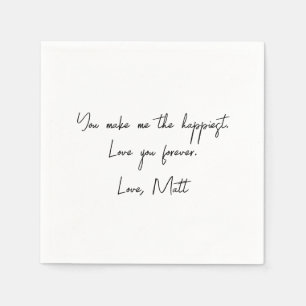 Serviette En Papier Note d'amour manuscrite   Mariage avec une touche 